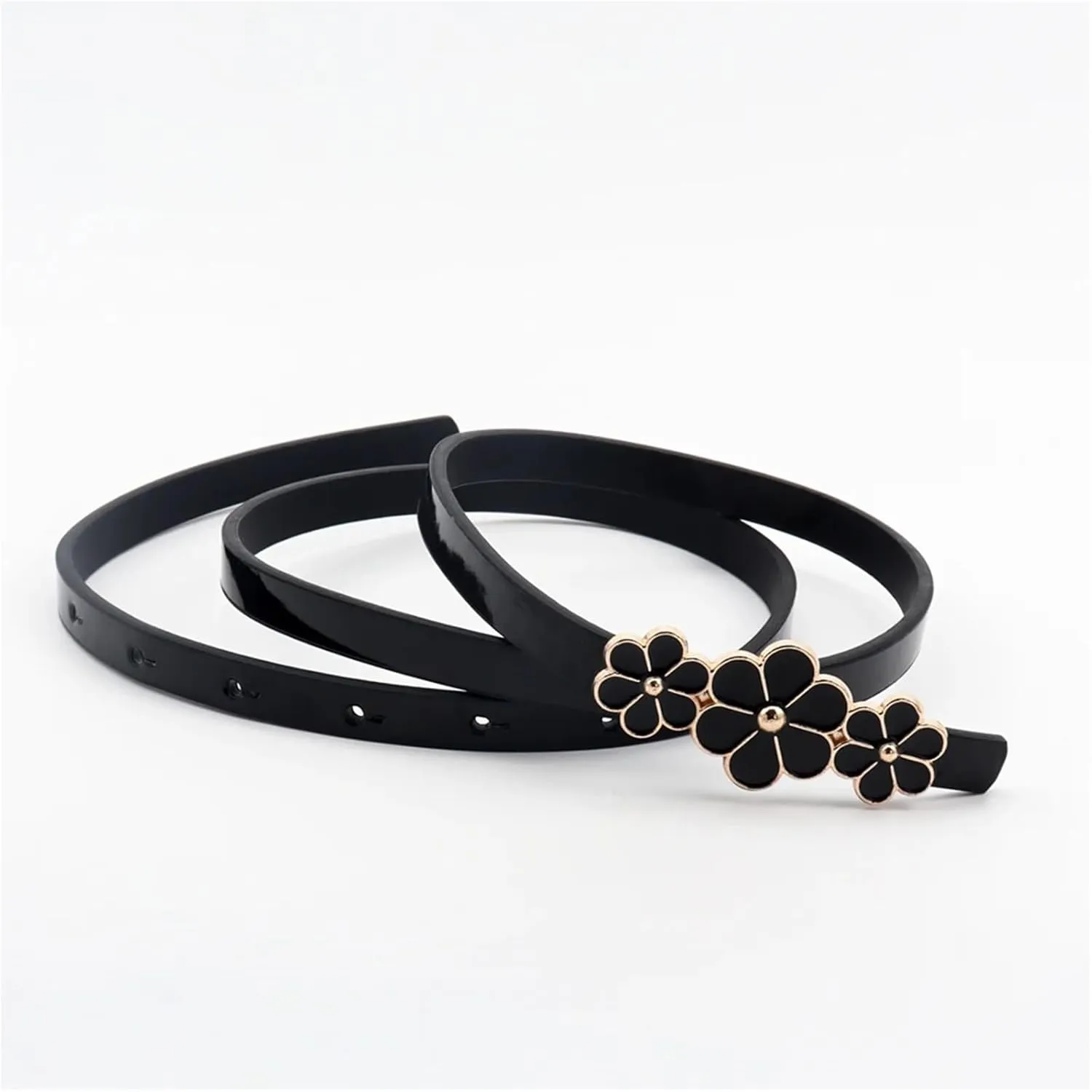 1PCS Women Belt Thin Decorate Dress Small Daisy Black White Summer