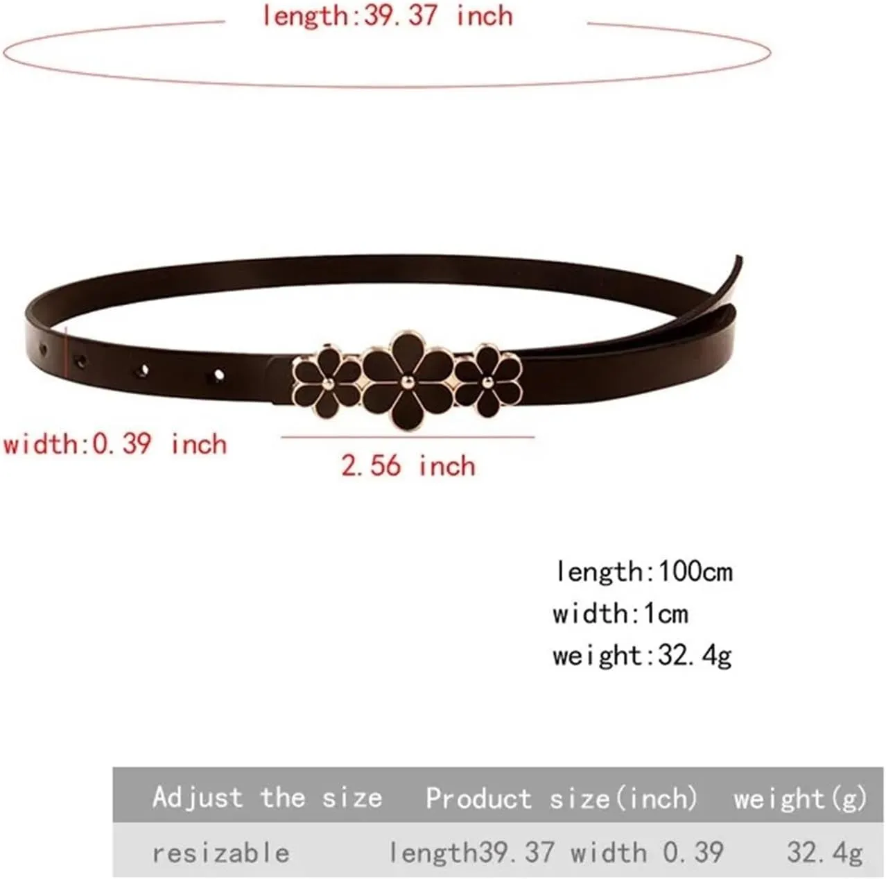 1PCS Women Belt Thin Decorate Dress Small Daisy Black White Summer