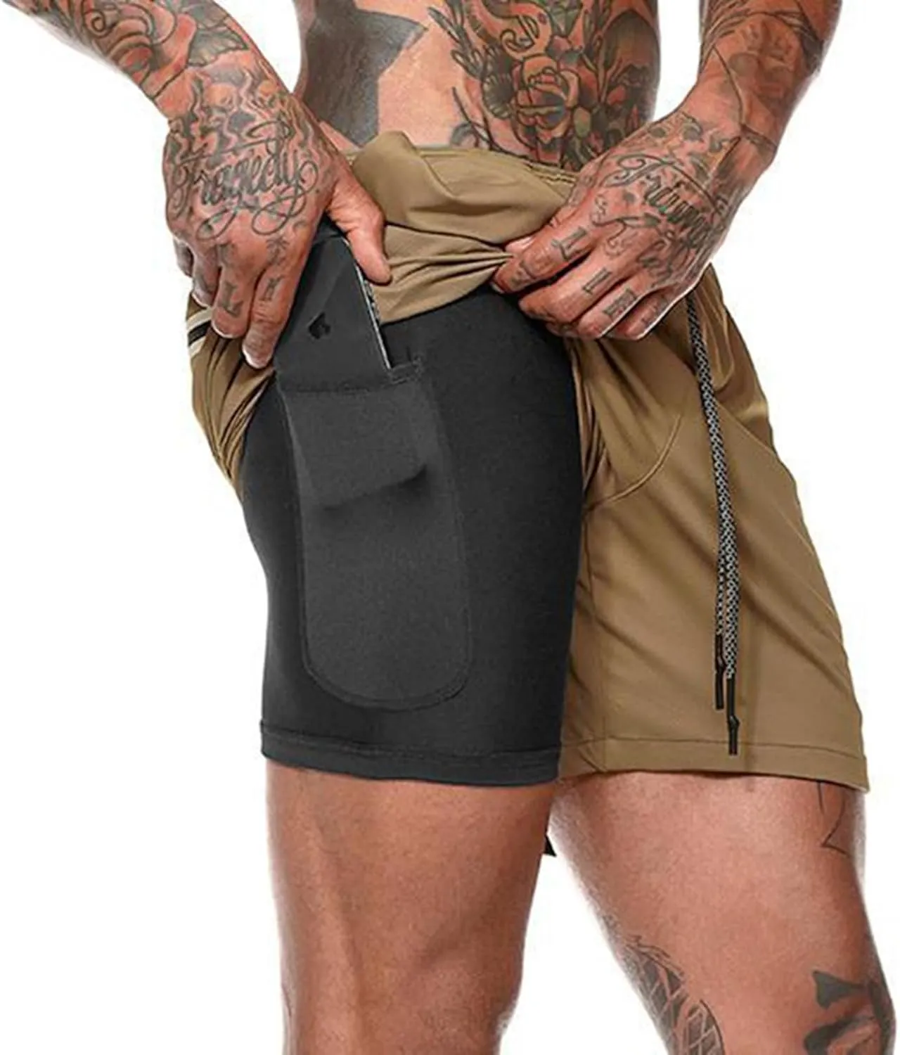 2 In 1 Joggingg Shorts Dry Fit Workout Shorts Running Stretch Quick Dry Shorts Sports Workout Gym