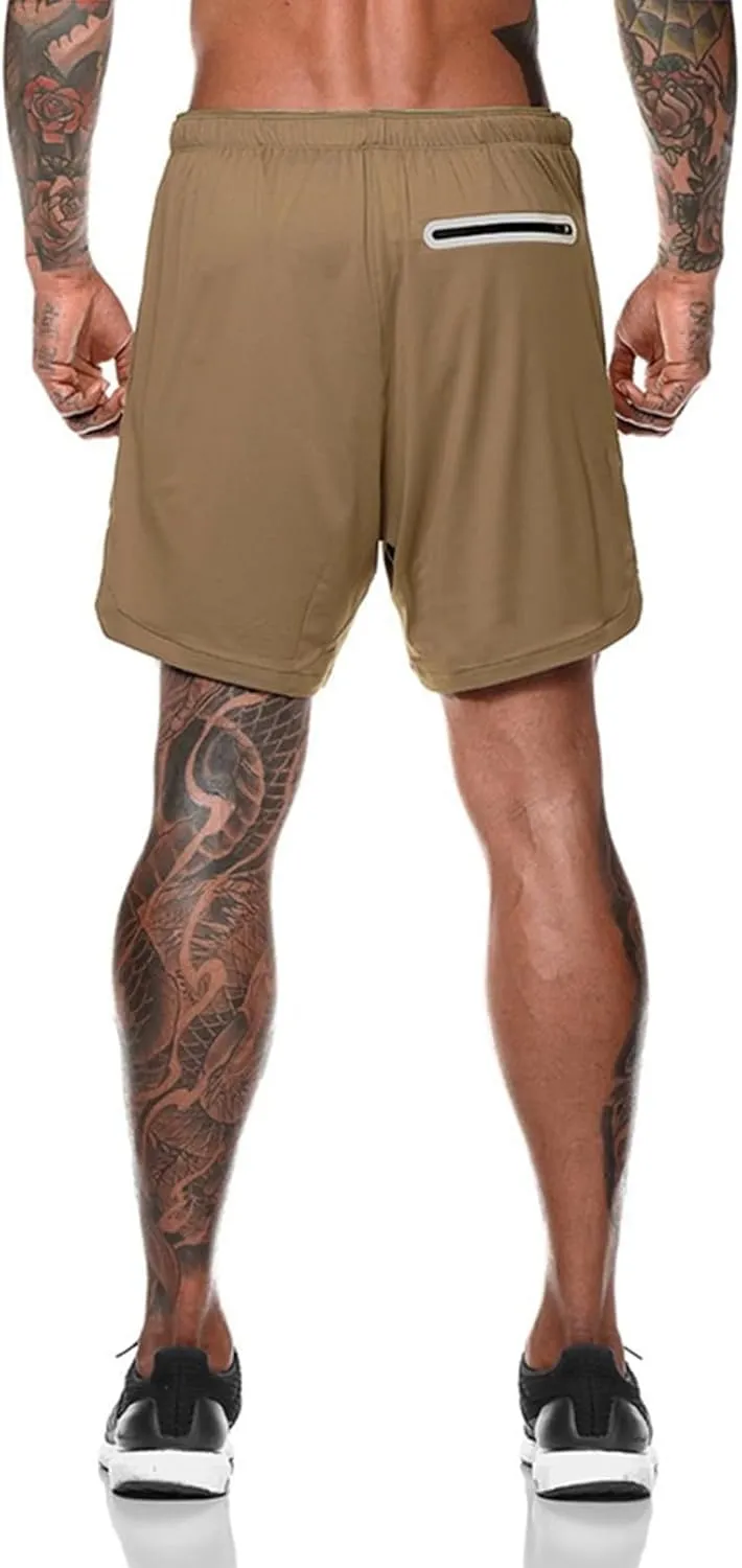 2 In 1 Joggingg Shorts Dry Fit Workout Shorts Running Stretch Quick Dry Shorts Sports Workout Gym