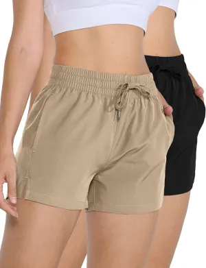 2 Pack 3" Womens Athletic Shorts Basic Running Shorts Lightweight Quick Dry Gym Workout Shorts with Pockets