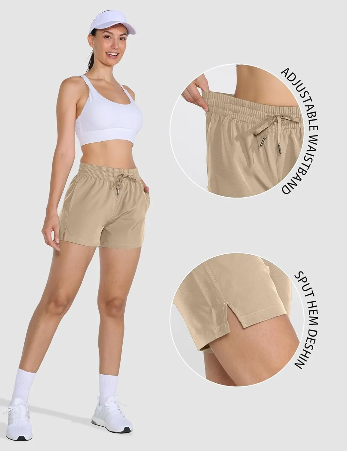 2 Pack 3" Womens Athletic Shorts Basic Running Shorts Lightweight Quick Dry Gym Workout Shorts with Pockets