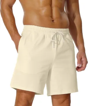 AIMPACT Mens Cotton Shorts 7'' Inseam Sweat Workout Gym Shorts Above Knee Jogger Lounge Casual Shorts with Pockets