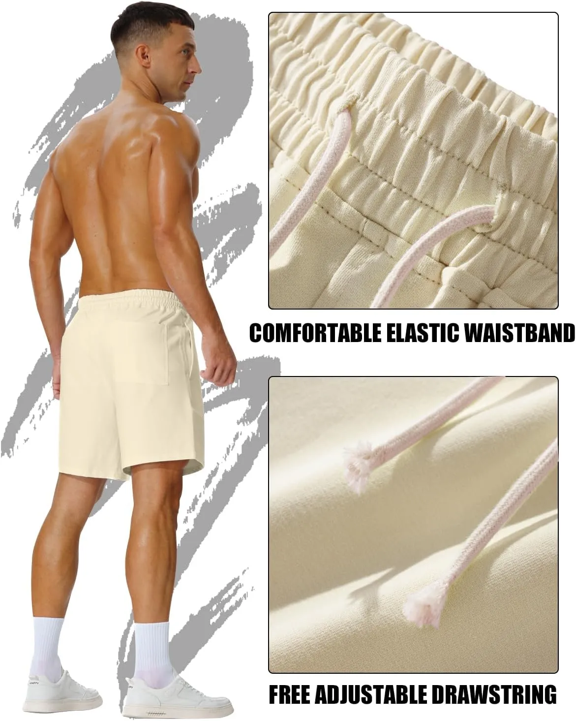 AIMPACT Mens Cotton Shorts 7'' Inseam Sweat Workout Gym Shorts Above Knee Jogger Lounge Casual Shorts with Pockets