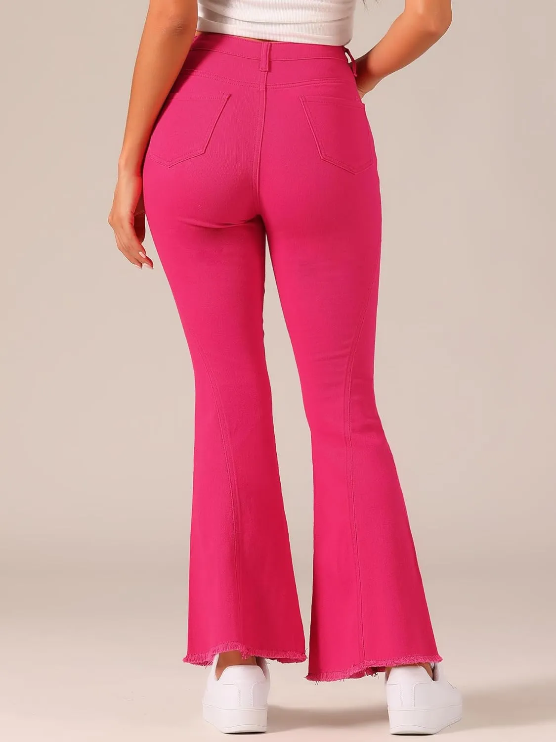 Allegra K Women's 70s Vintage Flare Jeans High Waist Stretch Denim Bell Bottoms Jeans