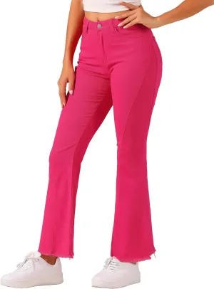 Allegra K Women's 70s Vintage Flare Jeans High Waist Stretch Denim Bell Bottoms Jeans