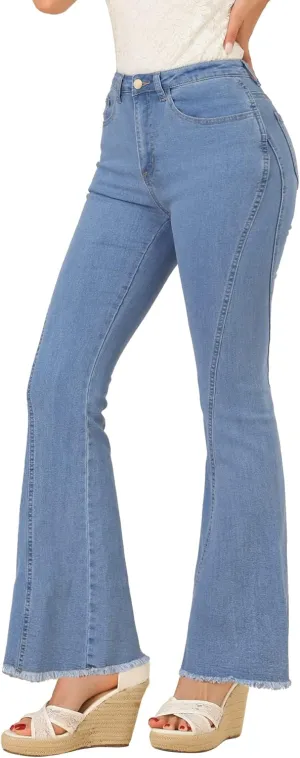 Allegra K Women's 70s Vintage Flare Jeans High Waist Stretch Denim Bell Bottoms Jeans