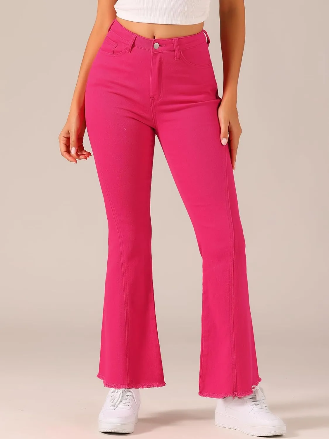 Allegra K Women's 70s Vintage Flare Jeans High Waist Stretch Denim Bell Bottoms Jeans