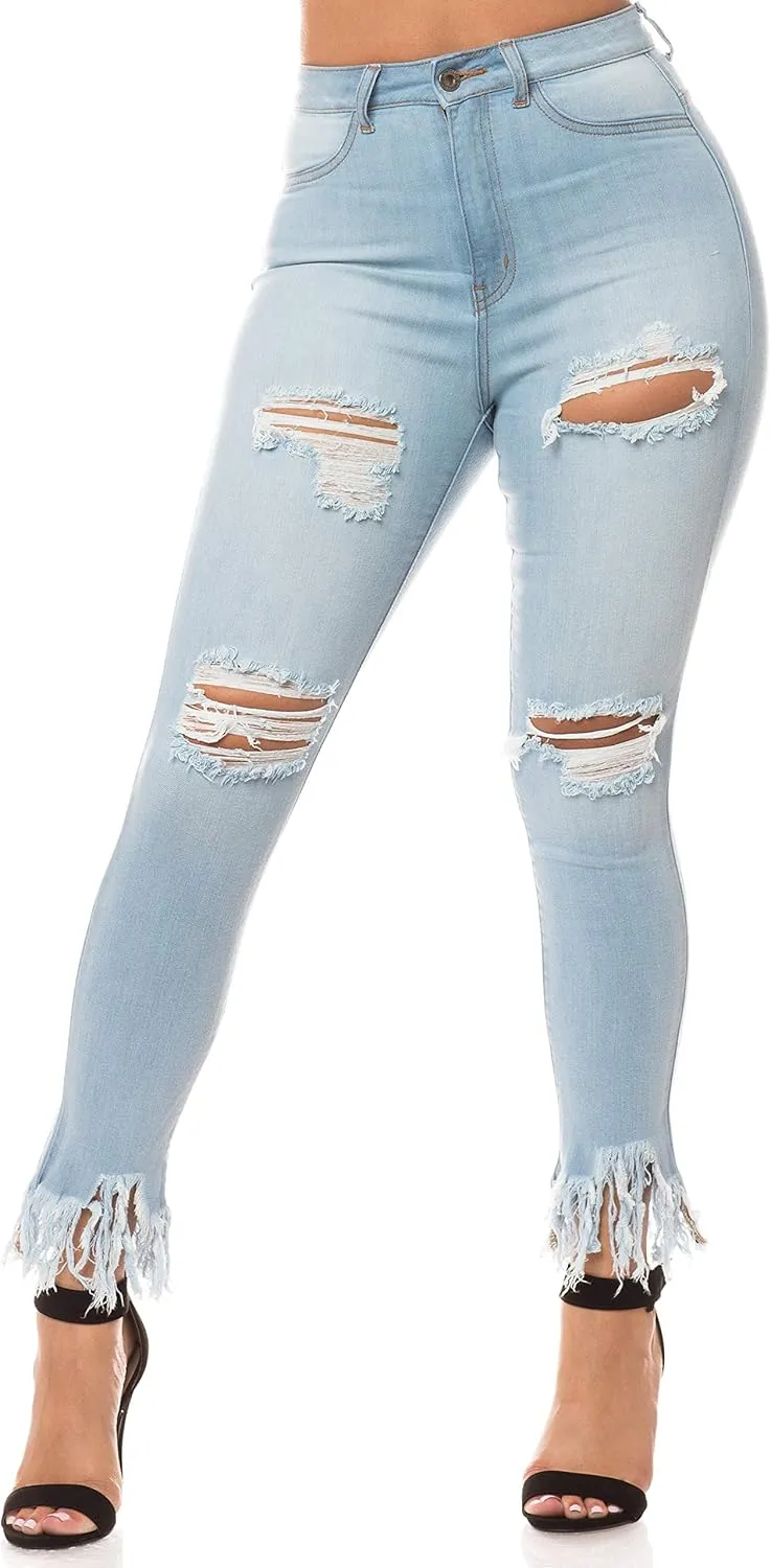 Aphrodite High Waisted Jeans for Women - High Rise Stretch Skinny Womens Knee Distressed Ripped Jeans