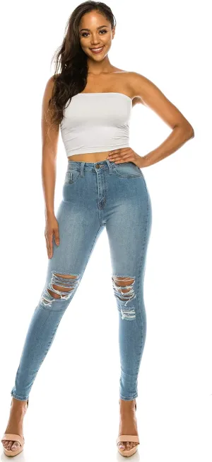 Aphrodite High Waisted Jeans for Women - High Rise Stretch Skinny Womens Knee Distressed Ripped Jeans