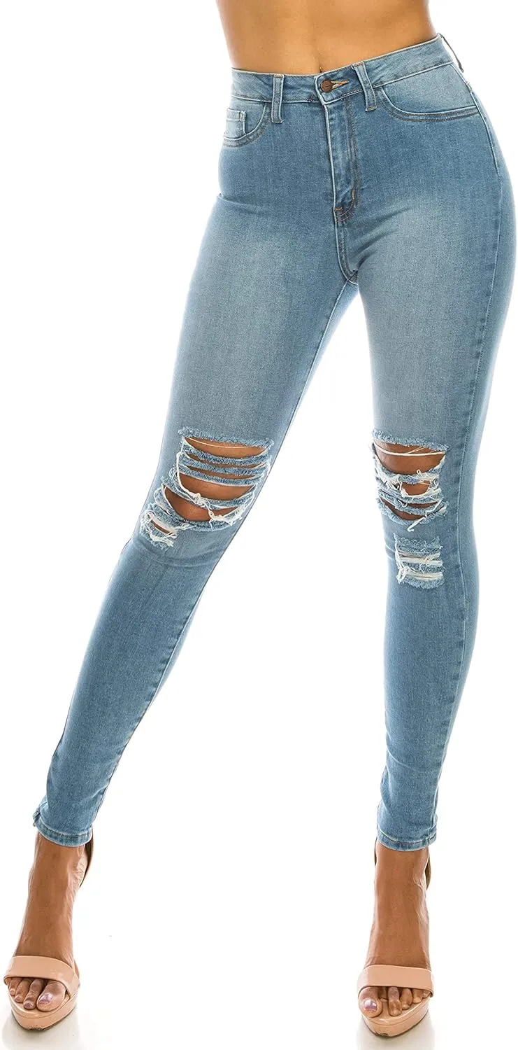 Aphrodite High Waisted Jeans for Women - High Rise Stretch Skinny Womens Knee Distressed Ripped Jeans