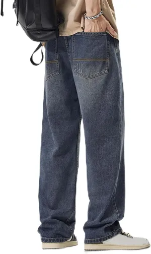 Baggy Jeans for Men Relaxed Fit Wide Leg Denim Pants Hip Pop Skater Streetwear Jeans Loose Straight Leg Jeans