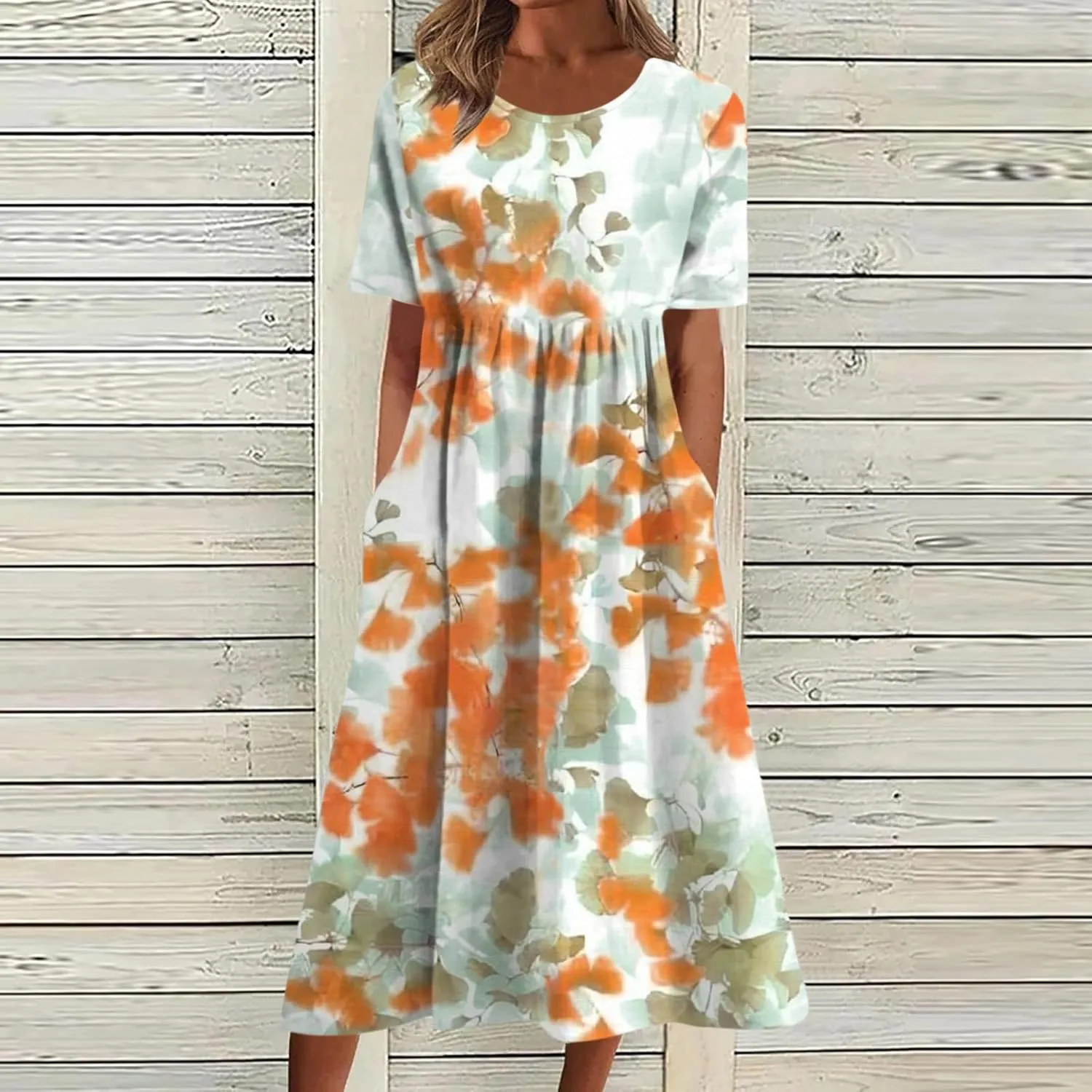 Beach Dresses for Women 2025 Dresses Casual Loose Summer Short Sleeve Beach Dress with Pockets V Neck A-Line Midi