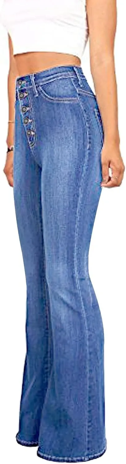 Bell Bottom Jeans for Women High Waisted Flare Jeans Vintage Bootcut Jeans Stretch Buttom Fly Wide Leg Denim Pant