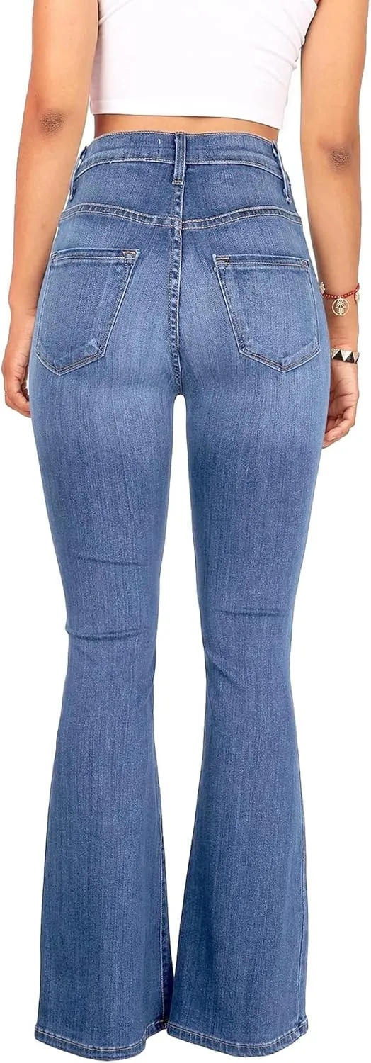 Bell Bottom Jeans for Women High Waisted Flare Jeans Vintage Bootcut Jeans Stretch Buttom Fly Wide Leg Denim Pant