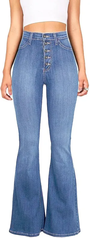 Bell Bottom Jeans for Women High Waisted Flare Jeans Vintage Bootcut Jeans Stretch Buttom Fly Wide Leg Denim Pant
