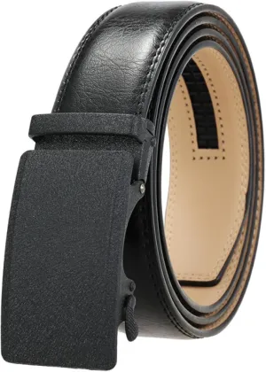 Belt for Men's Genuine Leather Ratchet Dress with Automatic Sliding Buckle Luxury Business Casual
