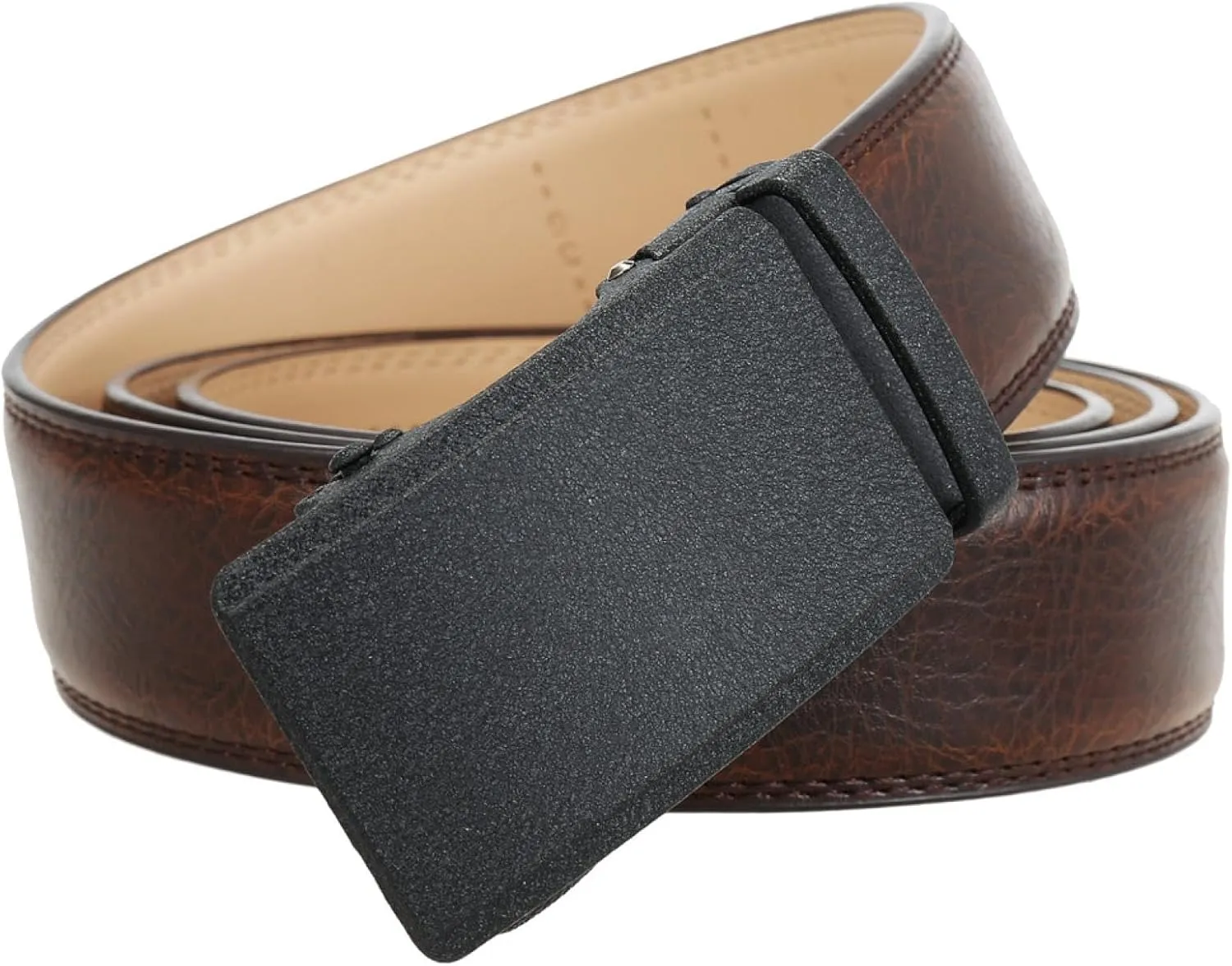 Belt for Men's Genuine Leather Ratchet Dress with Automatic Sliding Buckle Luxury Business Casual
