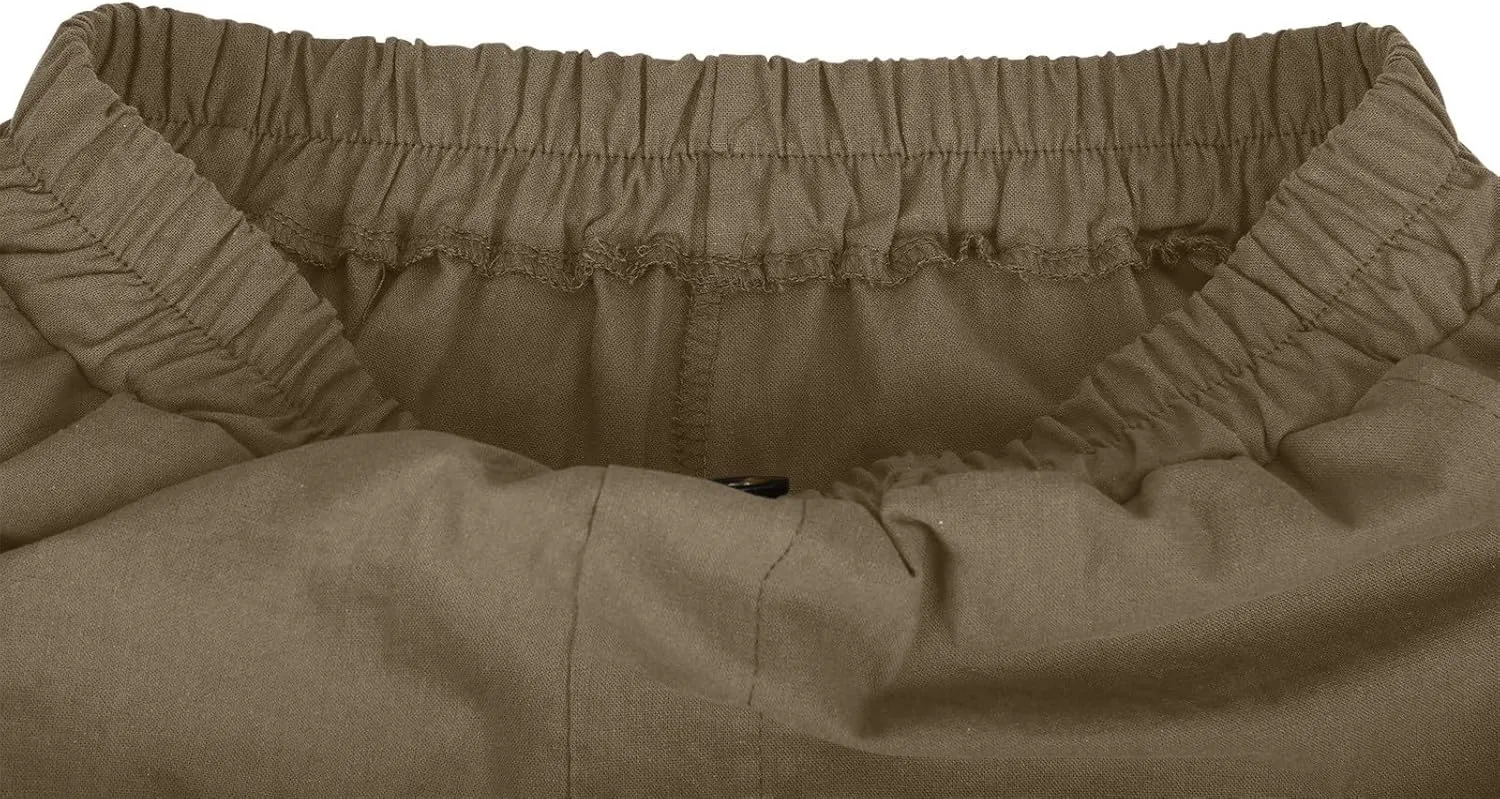 Bermuda Shorts for Womens Knee Length Cotton Linen Capris Lightweight Summer Straight Leg Beach Travel Shorts W Pocket