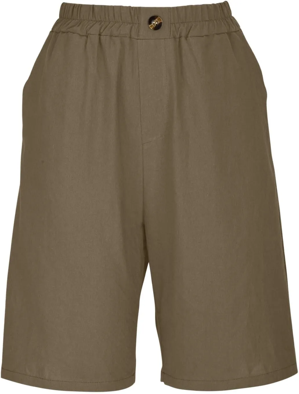 Bermuda Shorts for Womens Knee Length Cotton Linen Capris Lightweight Summer Straight Leg Beach Travel Shorts W Pocket