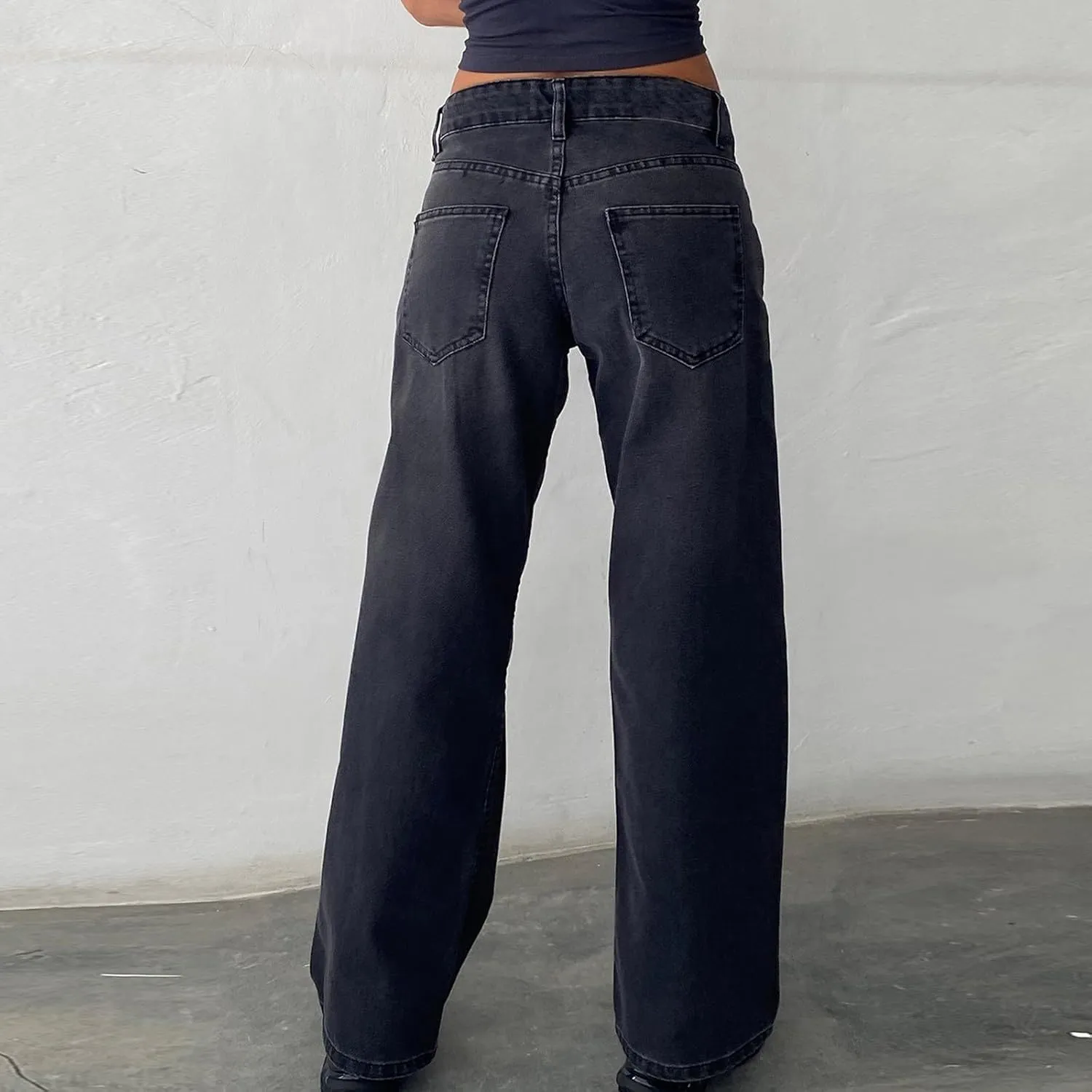 Bidobibo Jeans for Women Trendy Bootcut High Waisted Stretchy Straight Leg Jeans Buttoned Loose Denim Pants Wide Leg Trousers