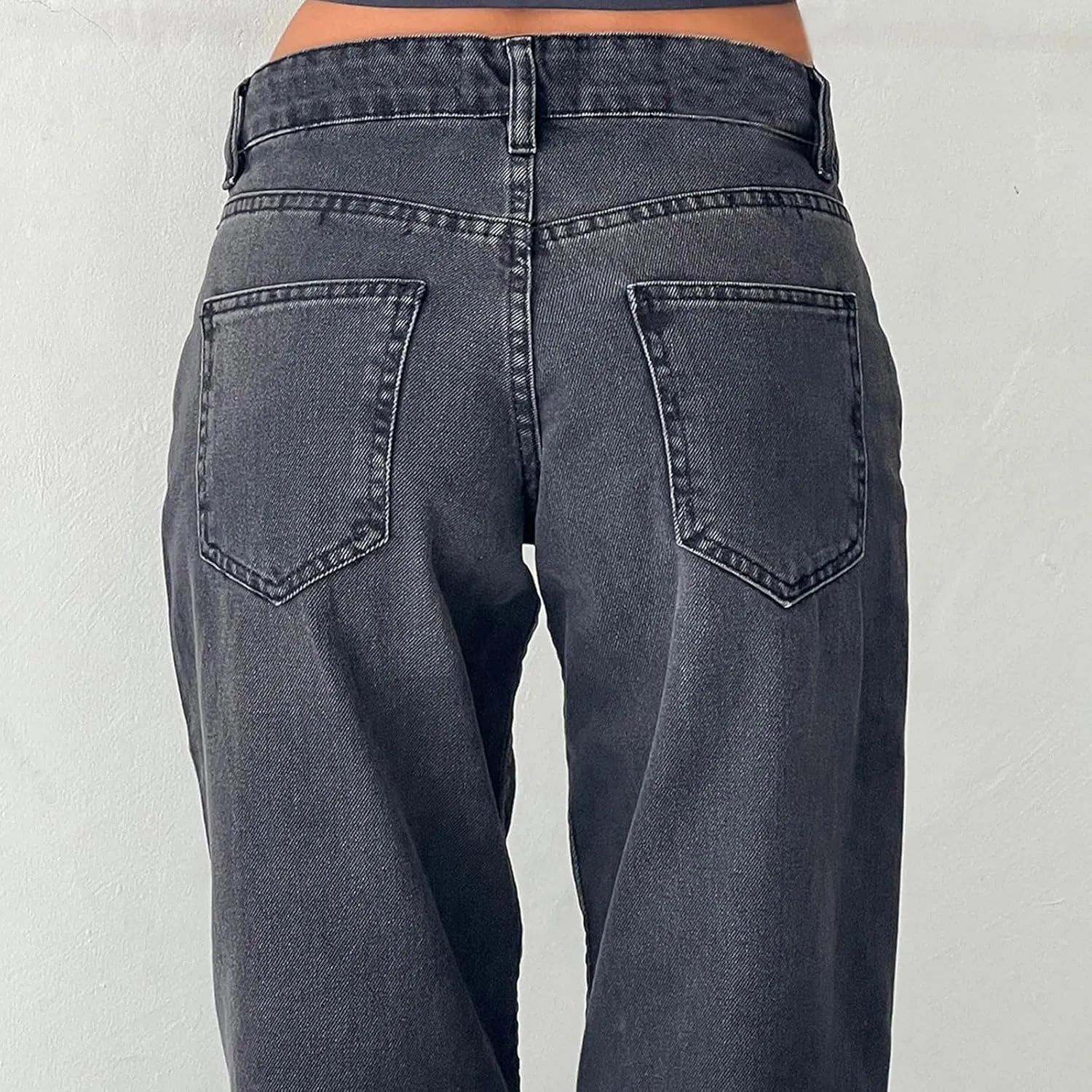 Bidobibo Jeans for Women Trendy Bootcut High Waisted Stretchy Straight Leg Jeans Buttoned Loose Denim Pants Wide Leg Trousers