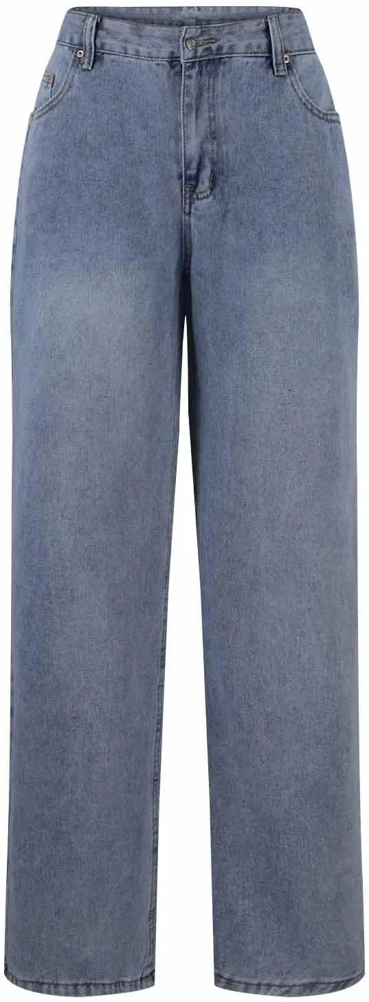 Bidobibo Jeans for Women Trendy Bootcut High Waisted Stretchy Straight Leg Jeans Buttoned Loose Denim Pants Wide Leg Trousers