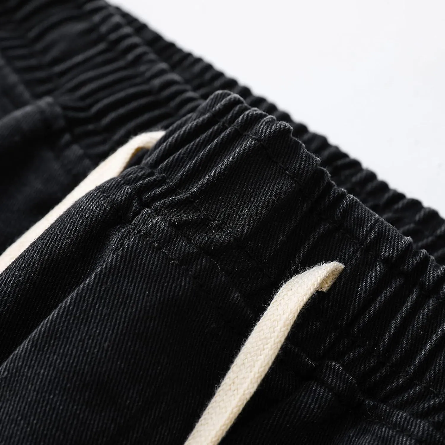 Big and Tall Stretch Jeans for Men Classic Drawstring Denim Jeans Flexible Pants Relaxed Wide Leg Denim Trousers