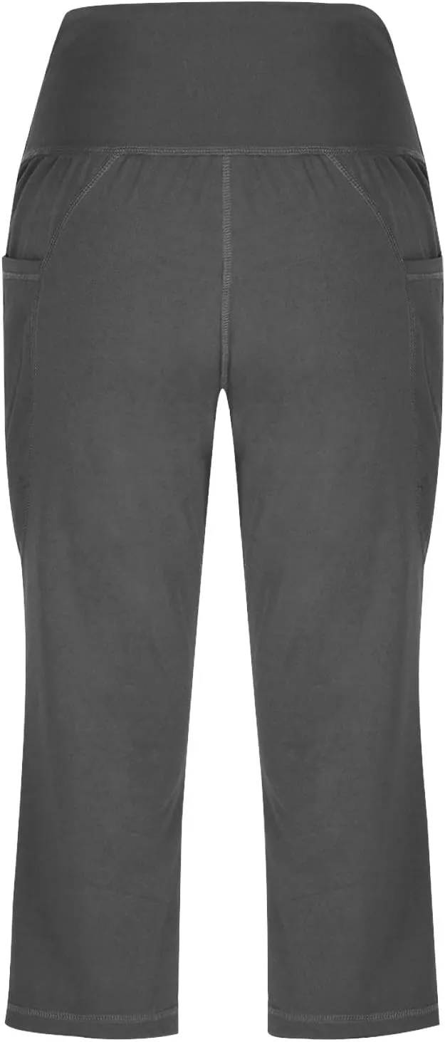 Binmer Women's Yoga Capris Pants High Waist Leggings Crop Straight Leg Athletic Exercise Workout Capris Trousers with Pockets