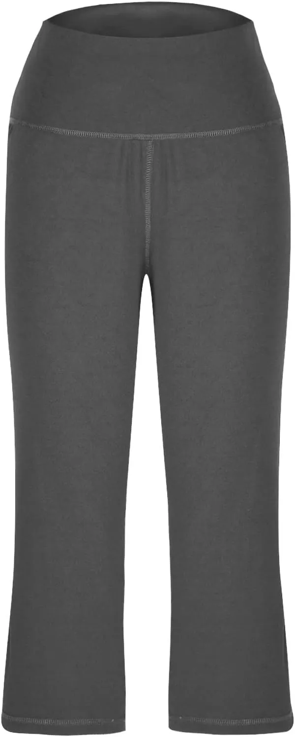 Binmer Women's Yoga Capris Pants High Waist Leggings Crop Straight Leg Athletic Exercise Workout Capris Trousers with Pockets