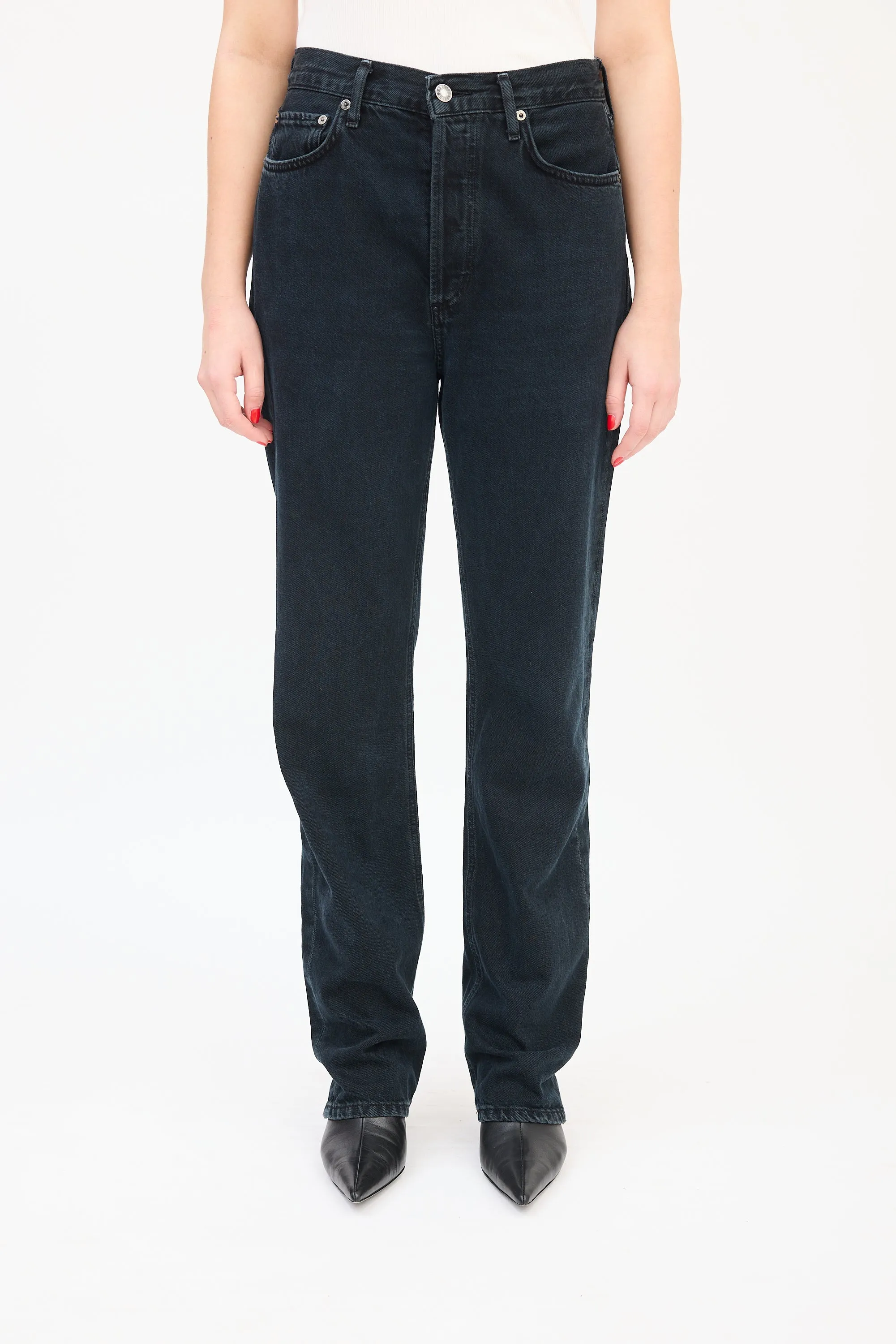 Black High Waist Straight Leg Jeans