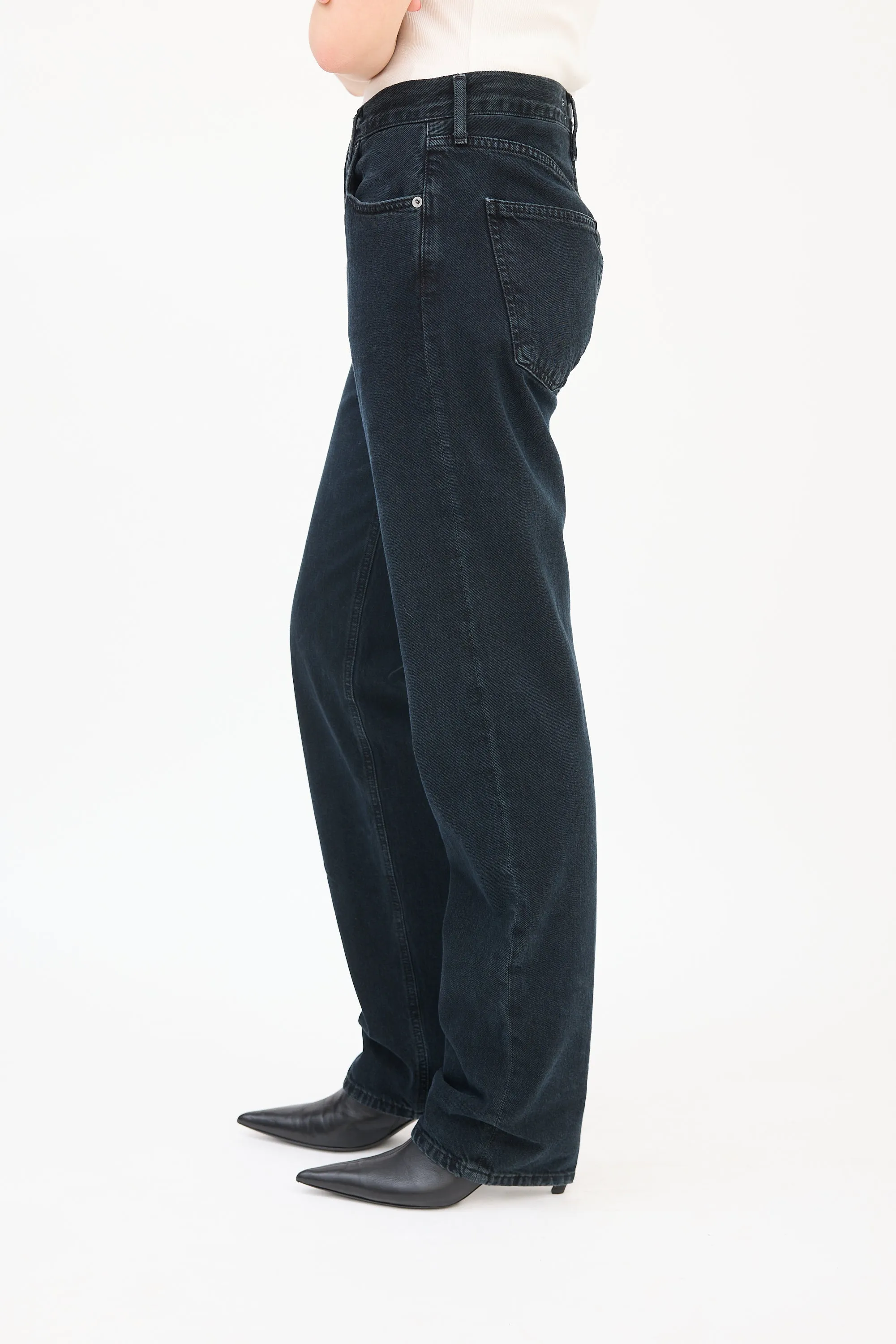 Black High Waist Straight Leg Jeans