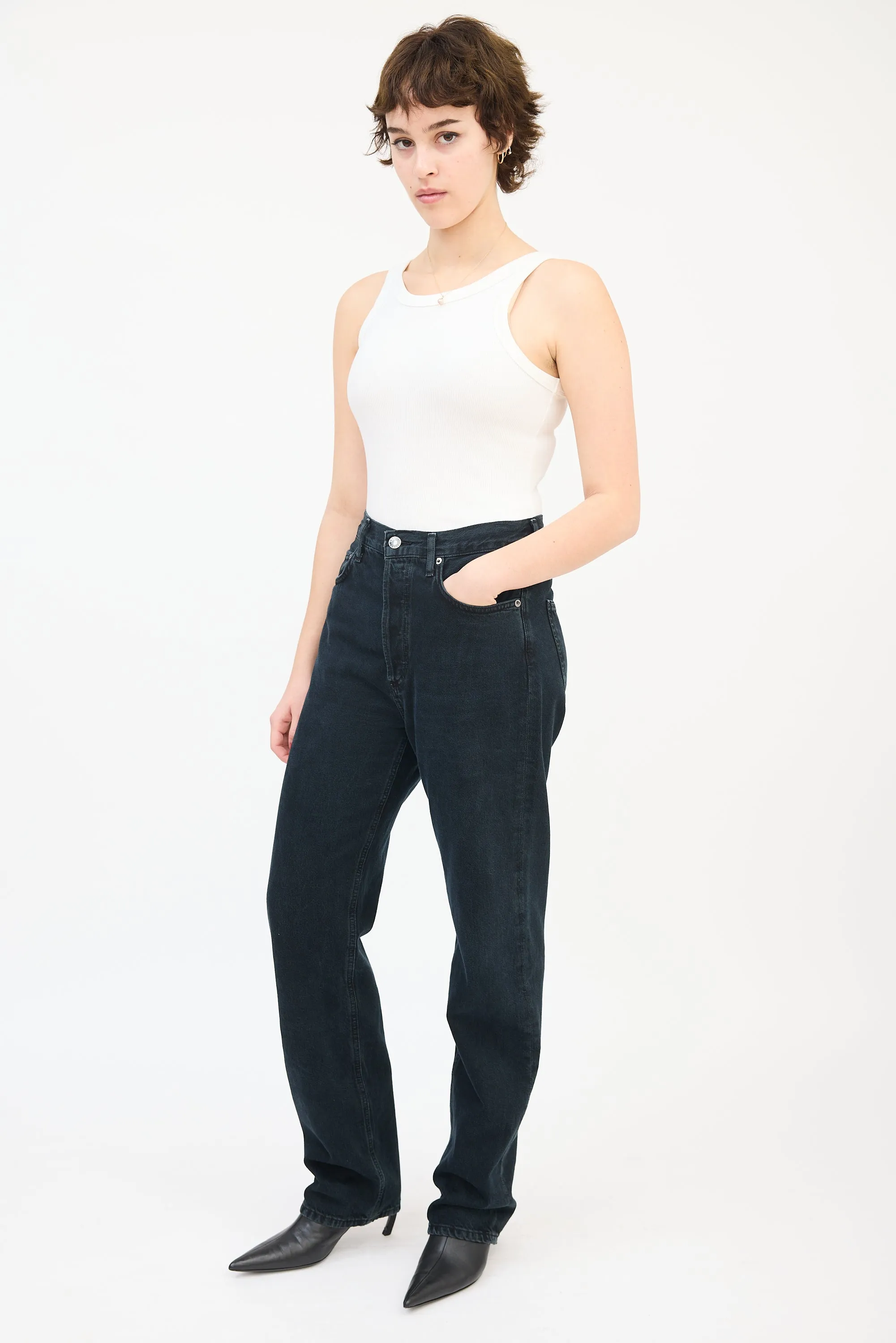Black High Waist Straight Leg Jeans