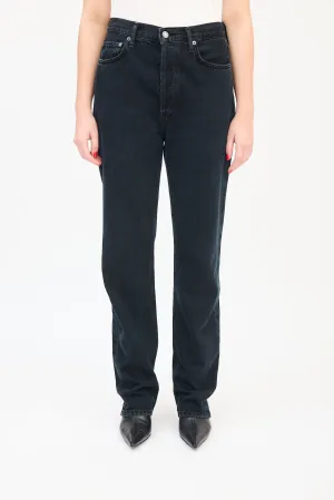 Black High Waist Straight Leg Jeans