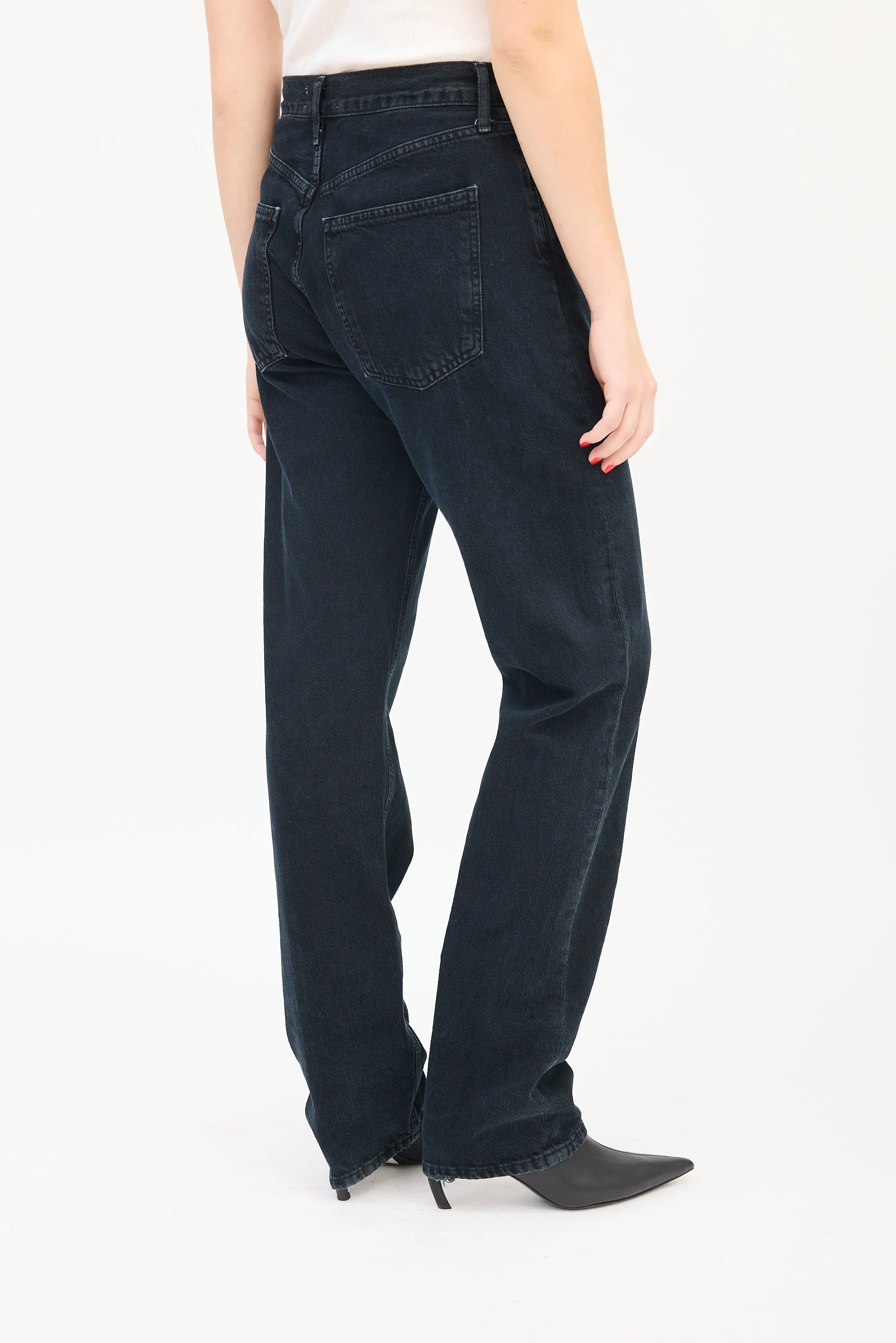 Black High Waist Straight Leg Jeans
