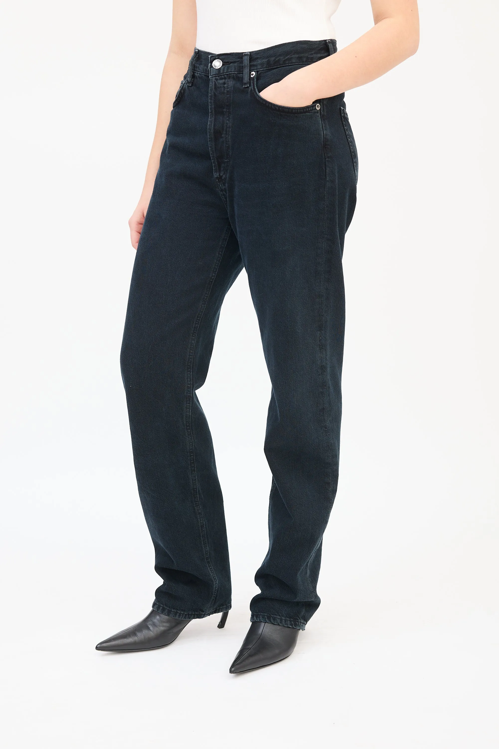 Black High Waist Straight Leg Jeans