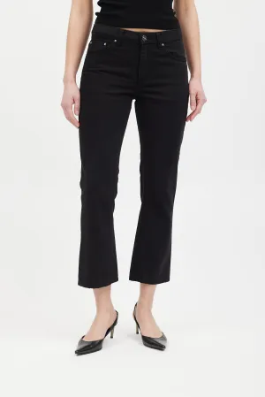 Black Straight Leg Cropped Jeans