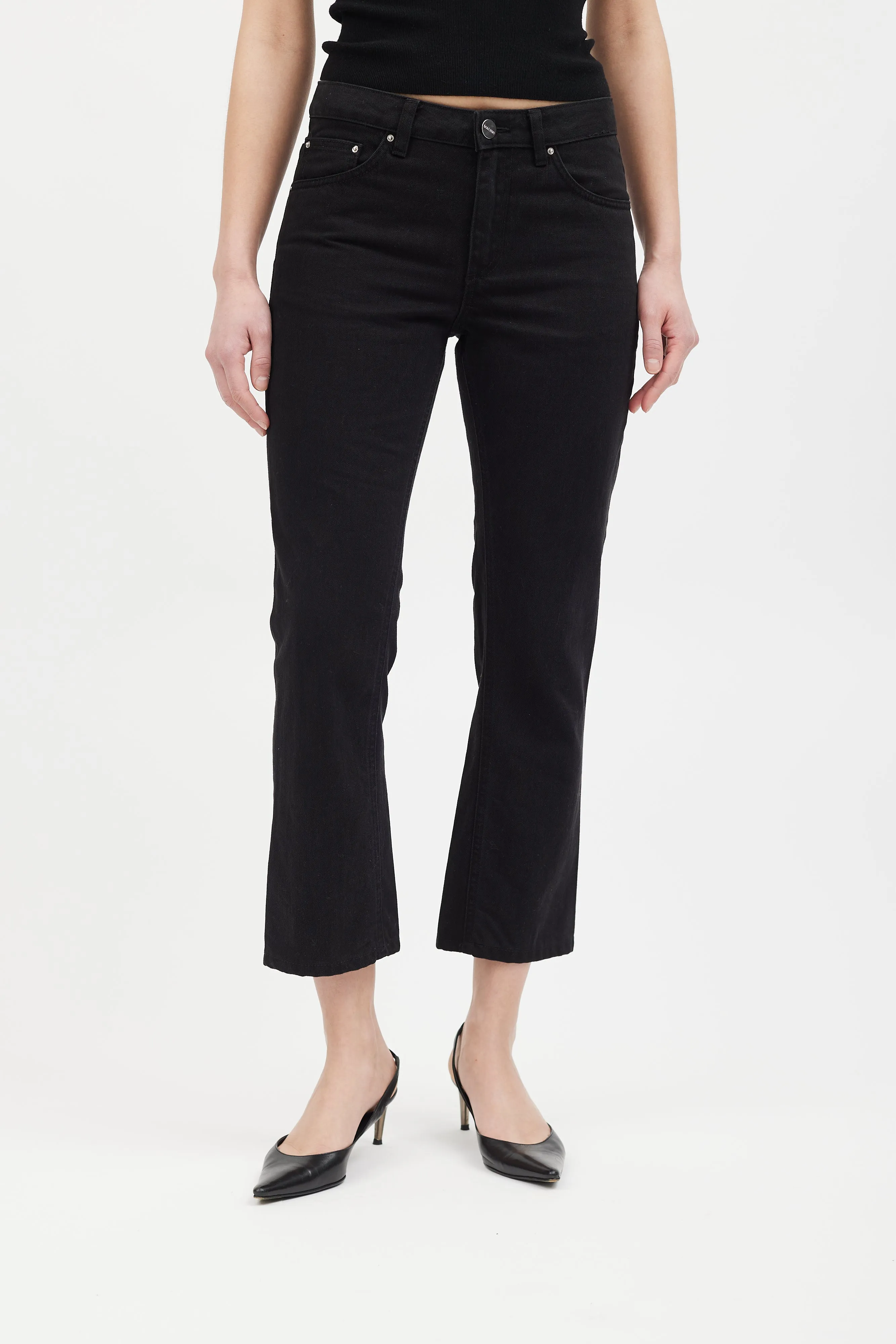 Black Straight Leg Cropped Jeans