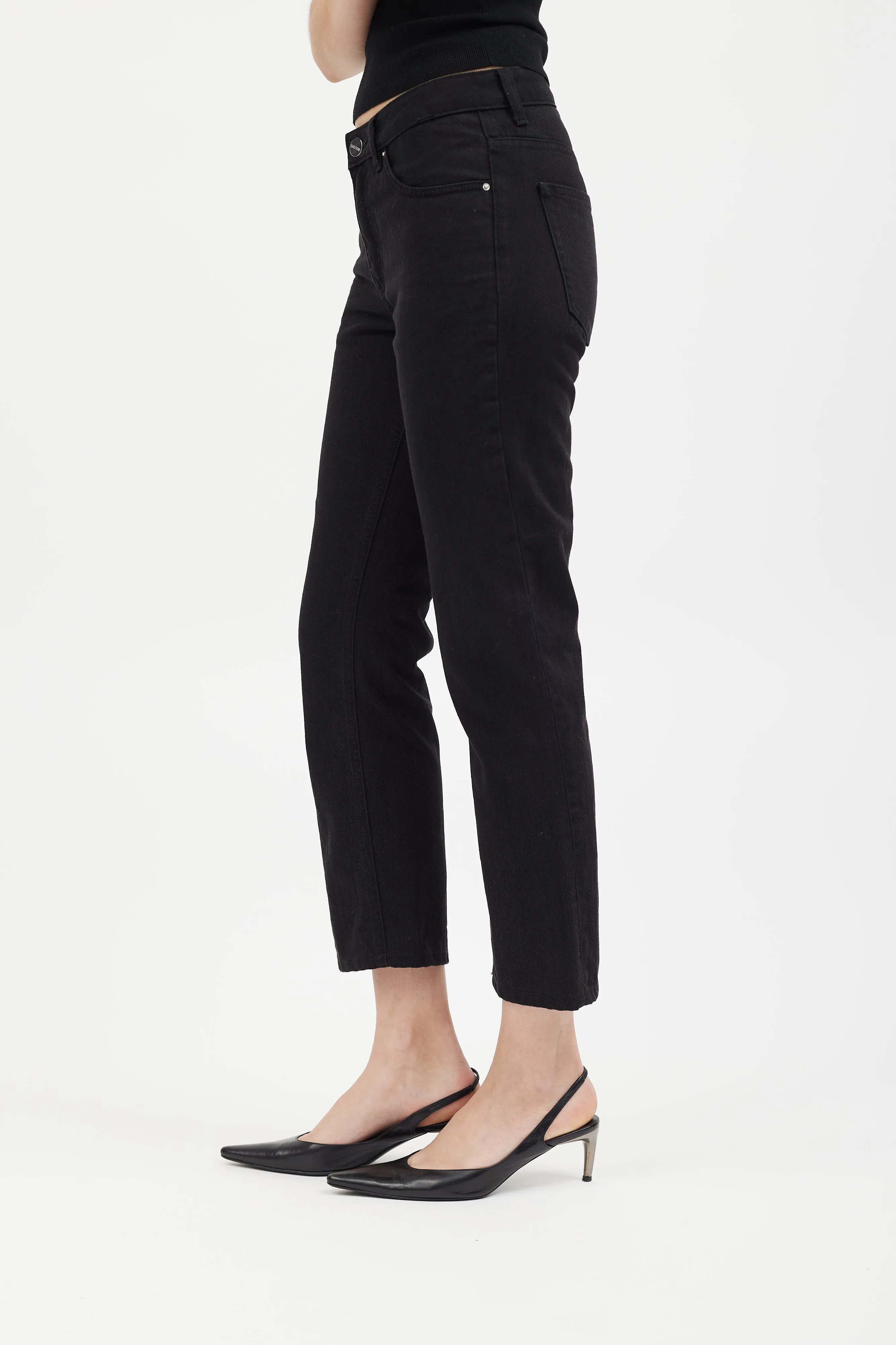 Black Straight Leg Cropped Jeans