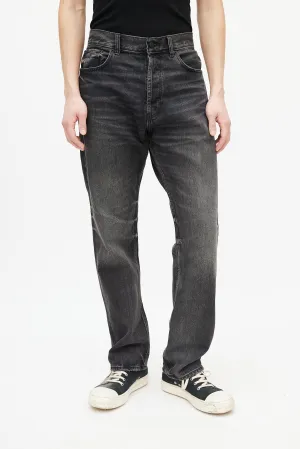 Black Washed Straight Leg Jeans