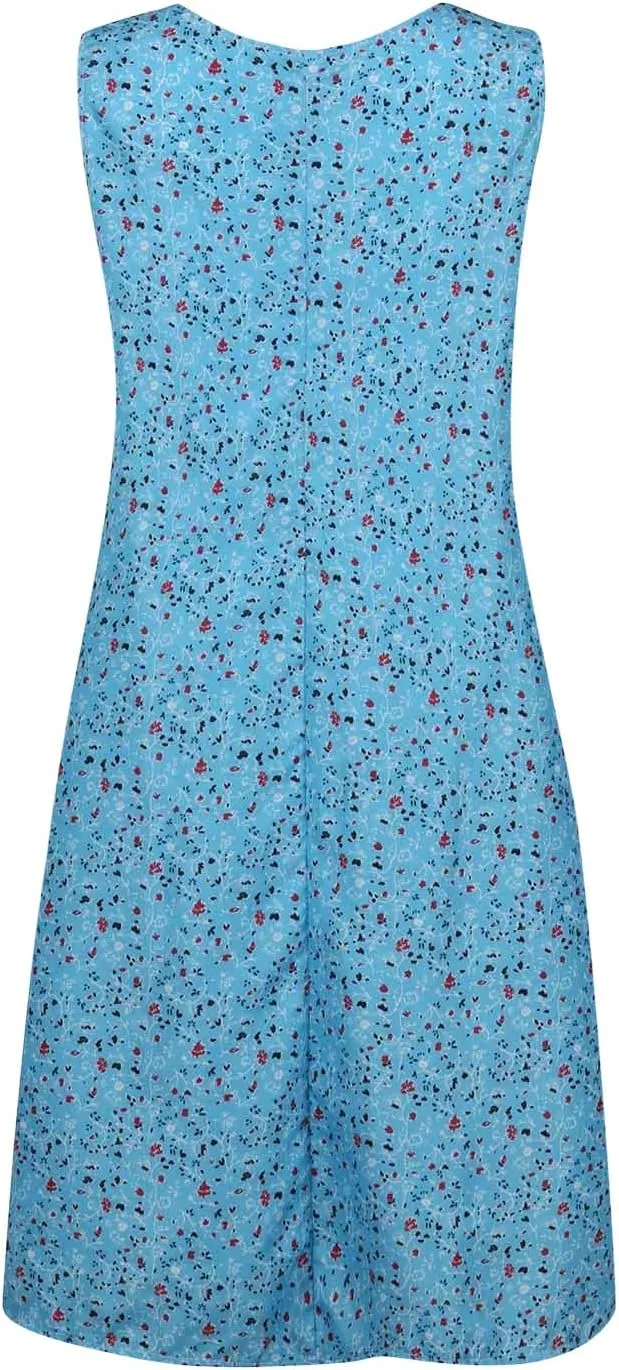 Boho Dress Summer Tank Top Dress Plus Size Sundresses Sleeveless Pleated Short Dress Beach Floral Dress with Pockets