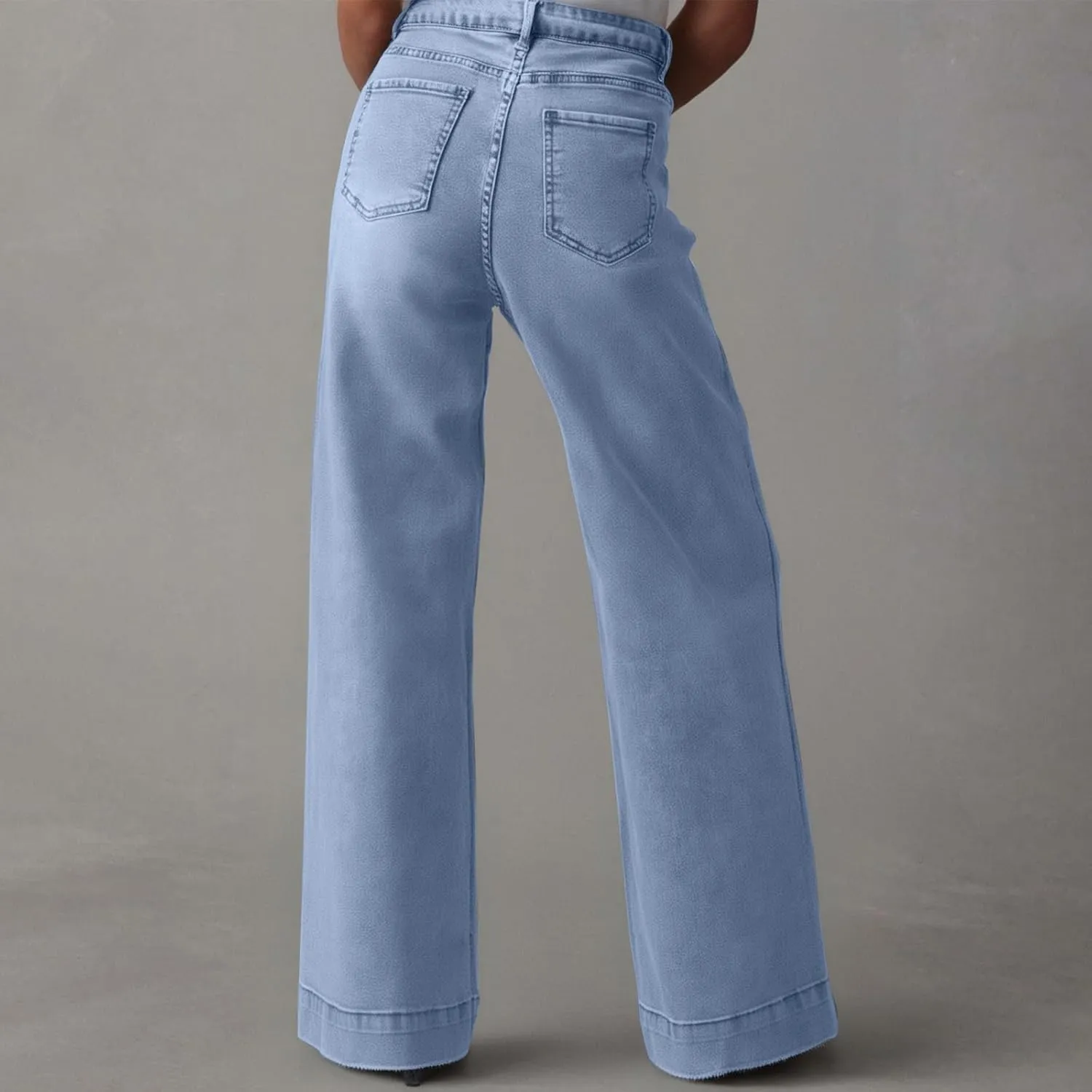 Borniu Women's Wide Leg Jeans Casual High Waisted Stretch Baggy Loose Denim Pants Straight Loose Trendy Y2K Jean Trousers