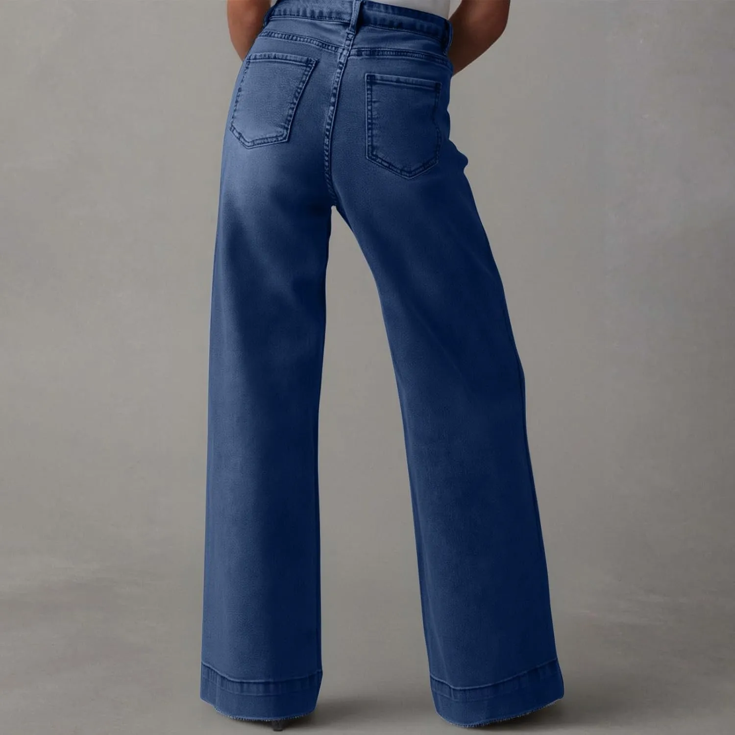 Borniu Women's Wide Leg Jeans Casual High Waisted Stretch Baggy Loose Denim Pants Straight Loose Trendy Y2K Jean Trousers
