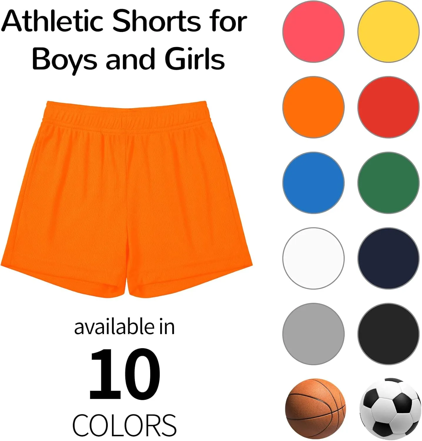Boys and Girls Basketball Shorts Athletic Soccer Shorts Sizes 2T to Youth