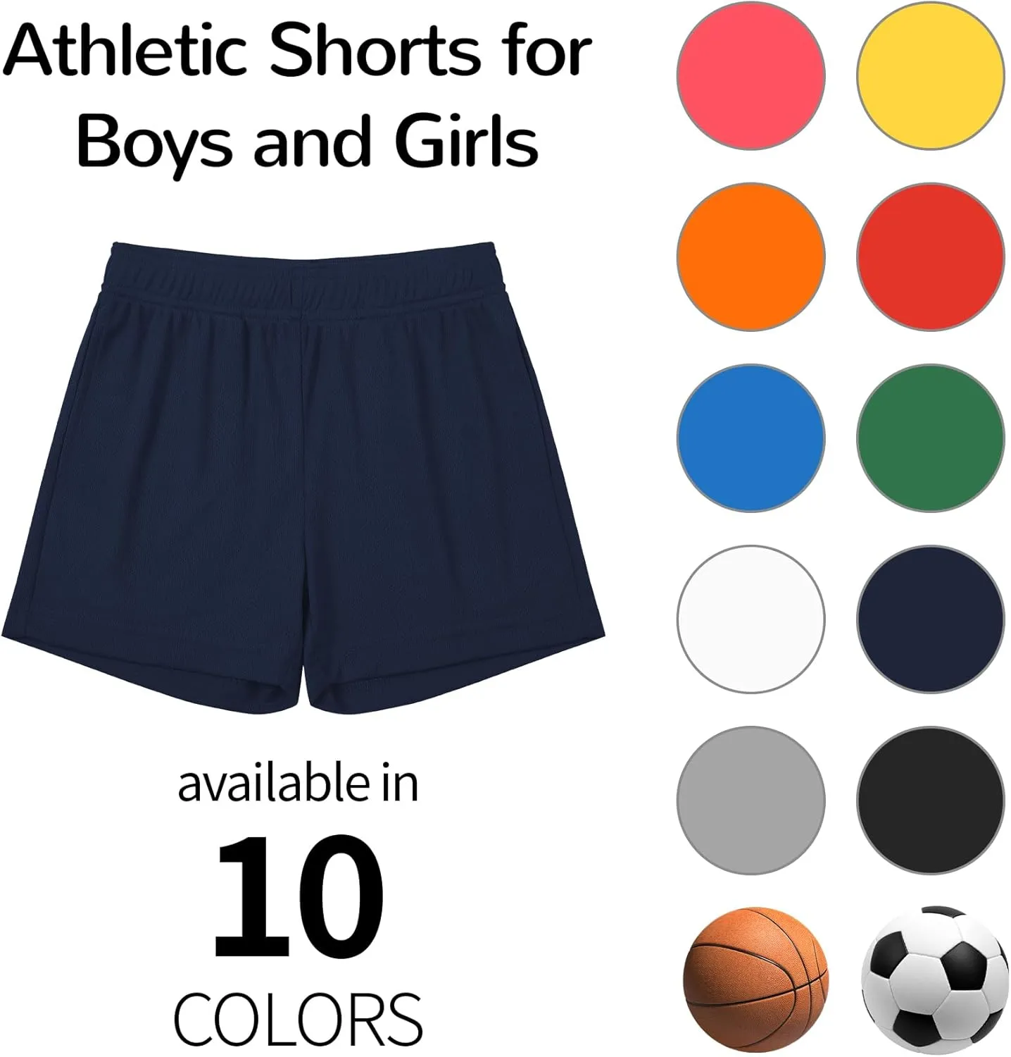 Boys and Girls Basketball Shorts Athletic Soccer Shorts Sizes 2T to Youth