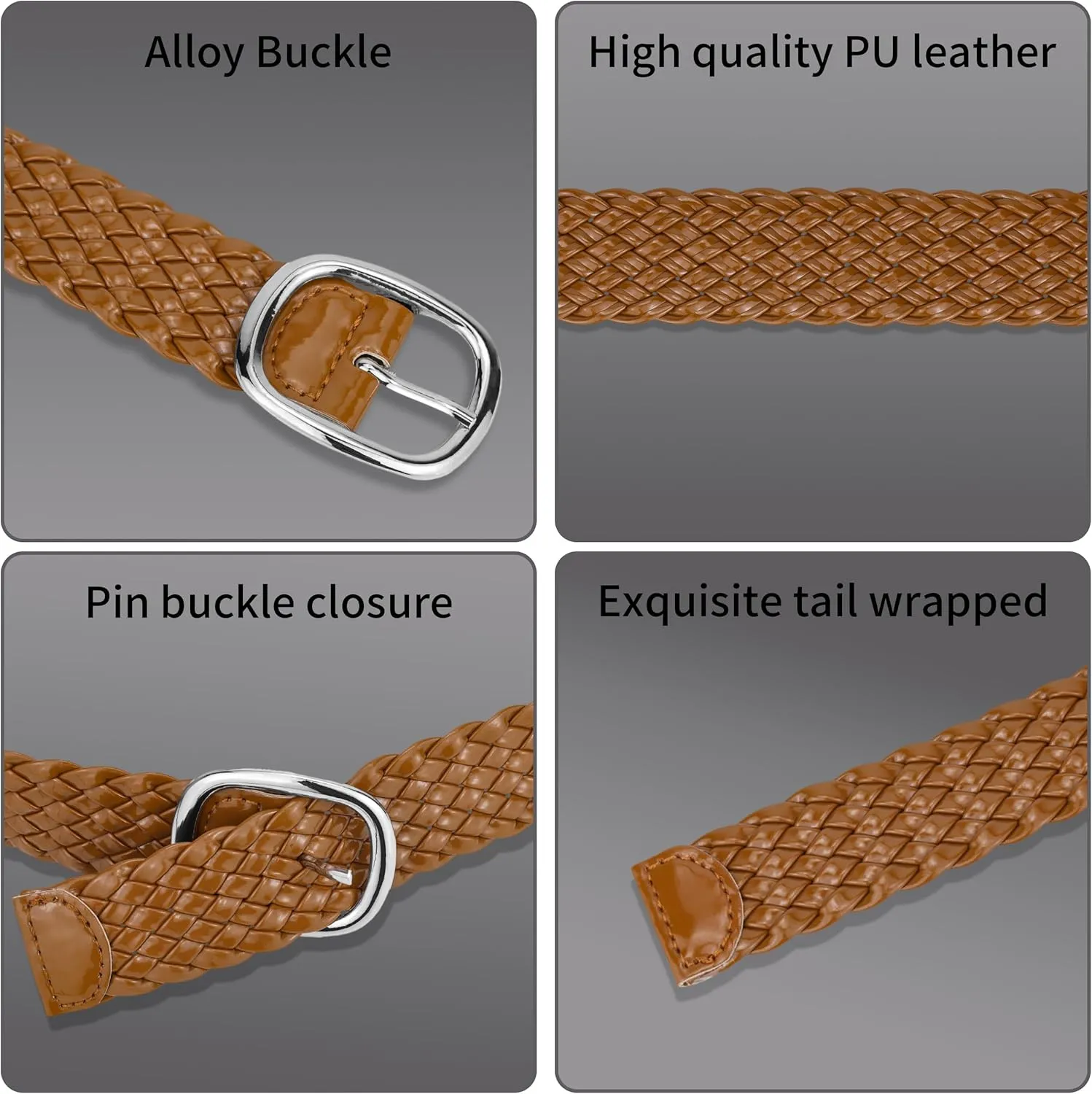 Braided Belt Women 2 Pack Woven Belts for Women Trendy Thin Braided Belts for Pants Jeans Dresses Boho Womens Belt