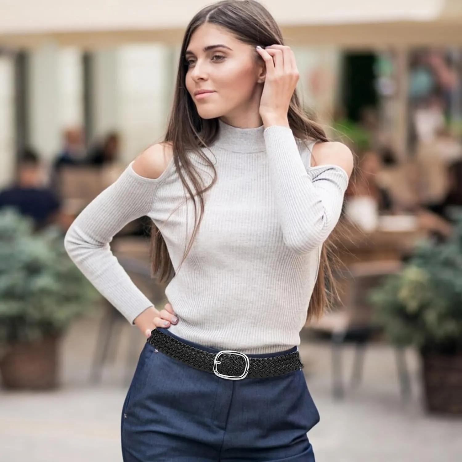 Braided Belt Women 2 Pack Woven Belts for Women Trendy Thin Braided Belts for Pants Jeans Dresses Boho Womens Belt