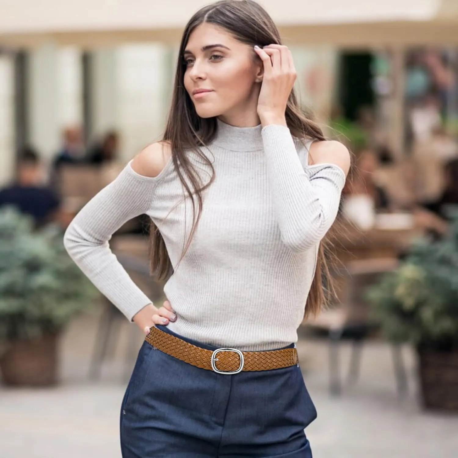 Braided Belt Women 2 Pack Woven Belts for Women Trendy Thin Braided Belts for Pants Jeans Dresses Boho Womens Belt