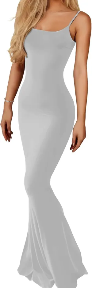 Buauty Womens Summer Dress Bodycon Maxi Dress Sleeveless Casual Long Dresses 2025 Spaghetti Strap Slip Elegant Evening Party