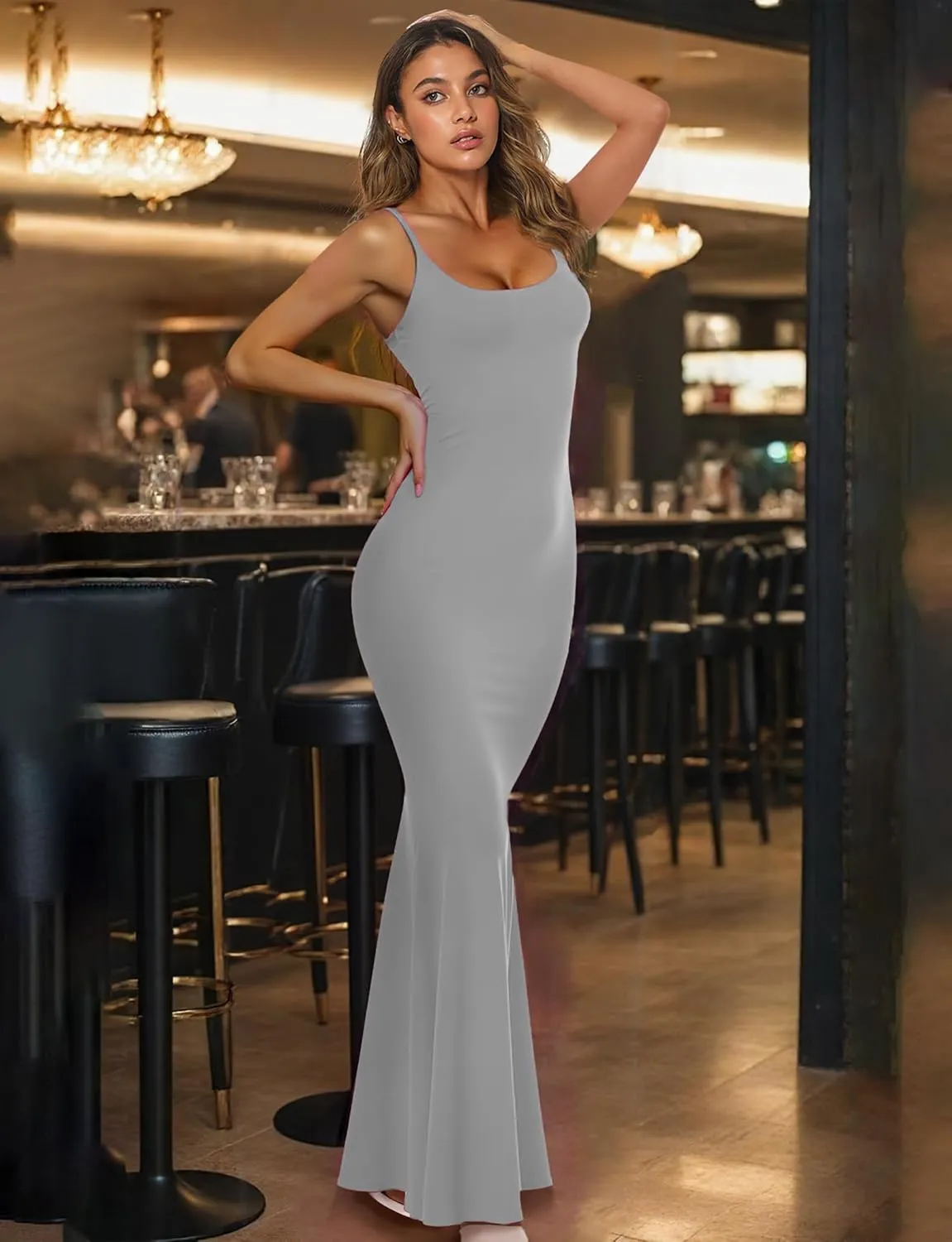 Buauty Womens Summer Dress Bodycon Maxi Dress Sleeveless Casual Long Dresses 2025 Spaghetti Strap Slip Elegant Evening Party